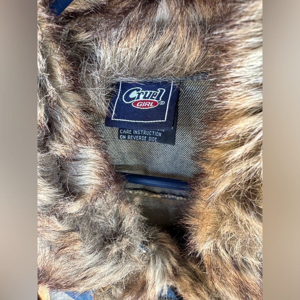 Cruel Girl Faux Fur Lined Denim Vest - Picture 2 of 3